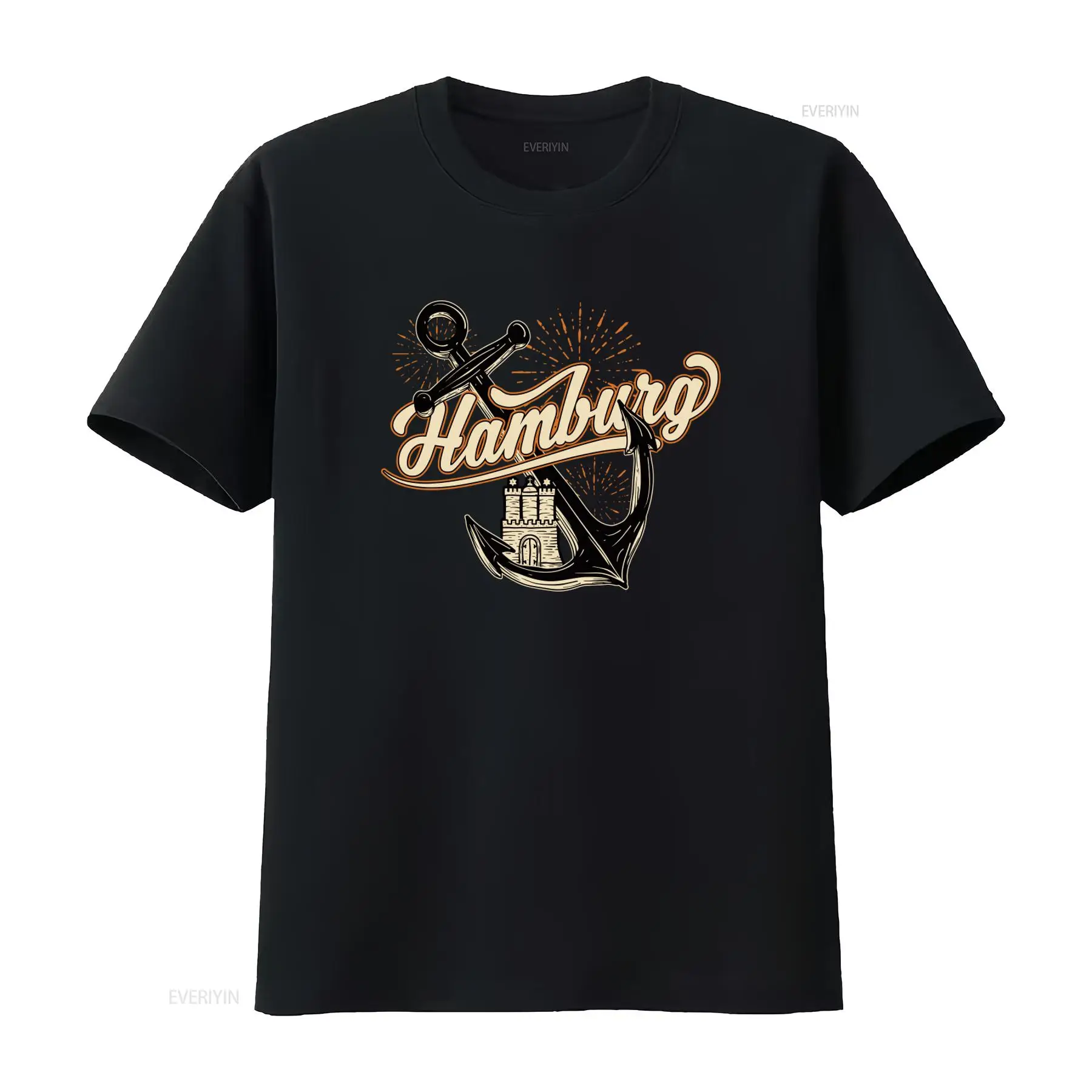 Vintage Fashion Hamburg - T-shirt da uomo con stampa Hamburg