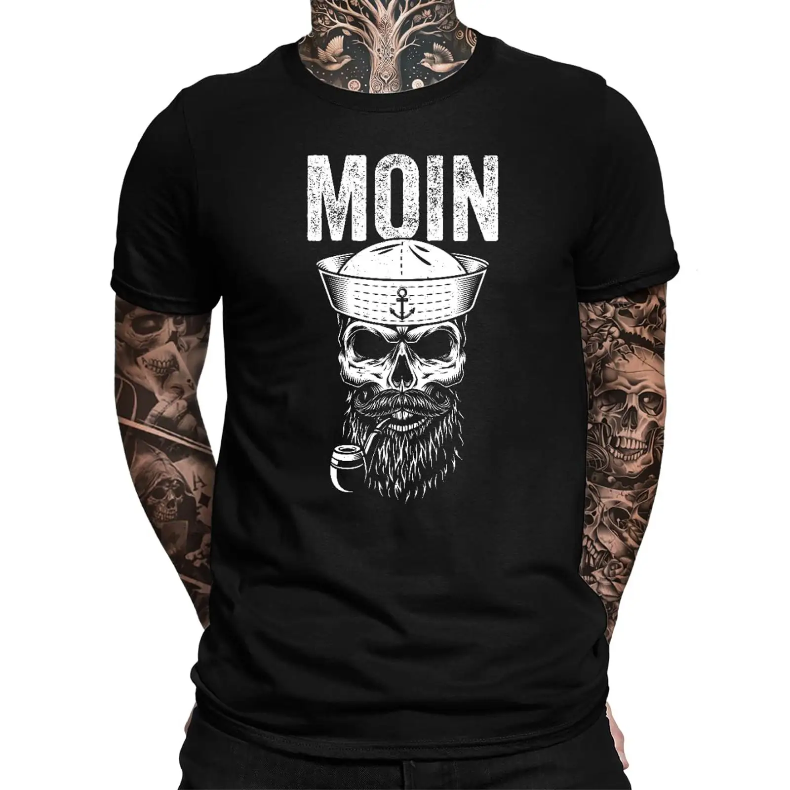 Vintage Fashion Hamburg - Maglietta da uomo Moin Seemann Skull