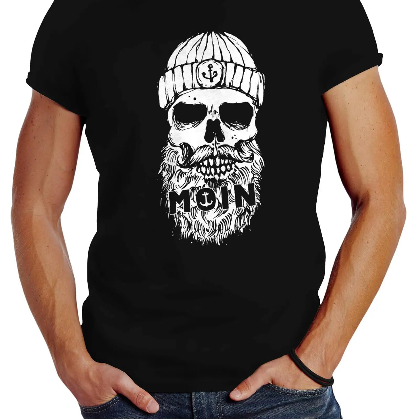 Vintage Fashion Hamburg - Maglietta da uomo Neverless Moin Skull