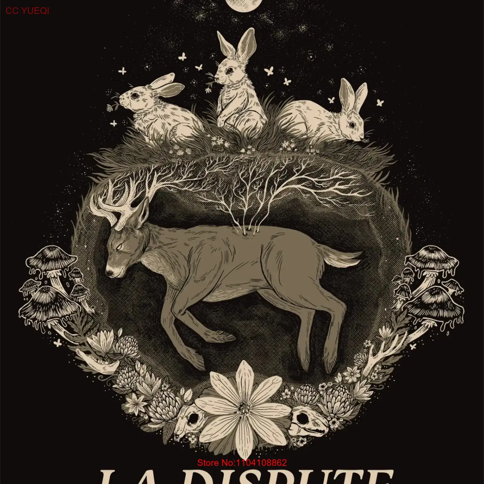 Vintage Fashion La - T-shirt nera La Dispute in cotone,